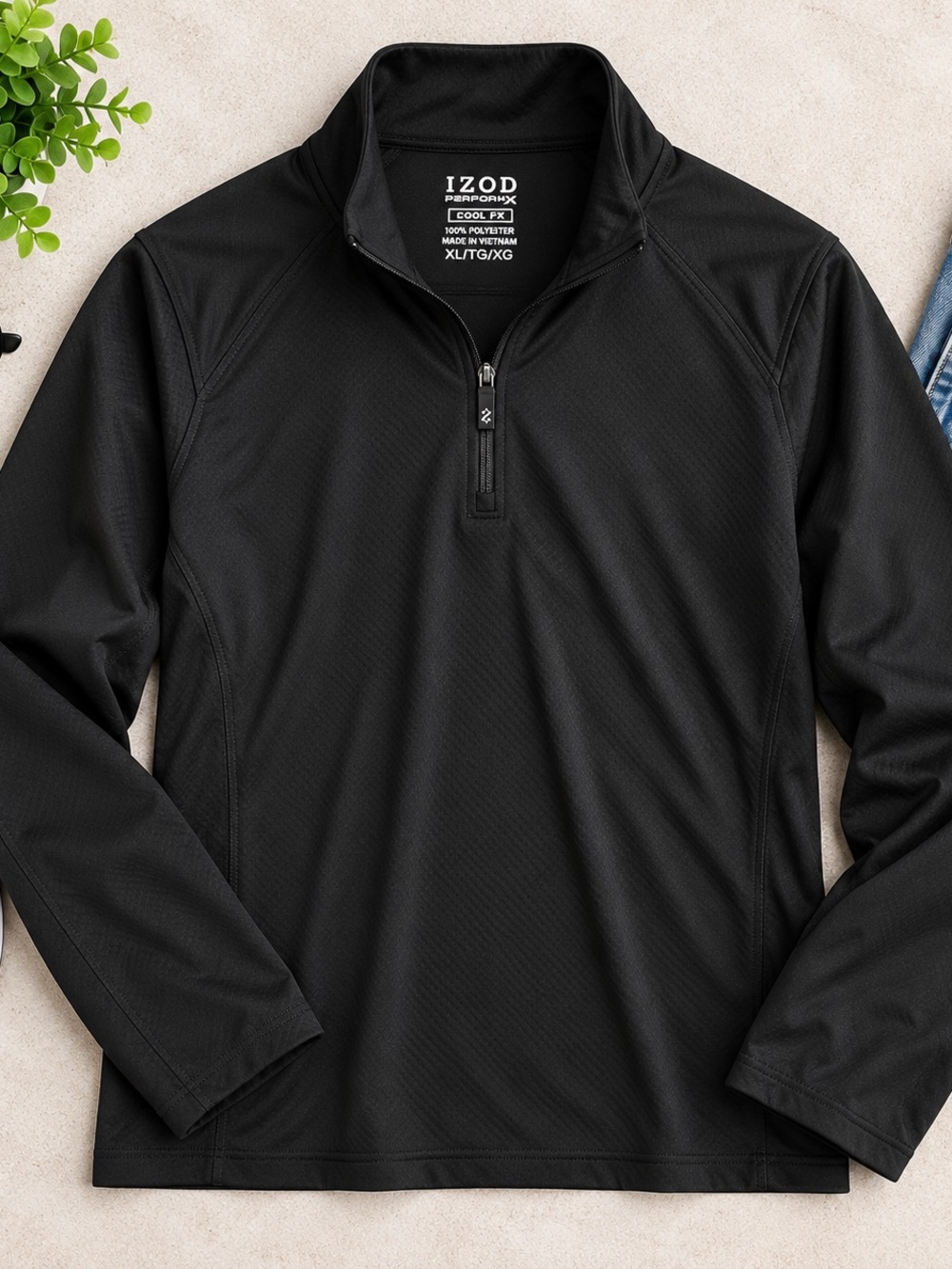 IZOD PerformX Cool FX Black Quarter Zip Pullover XL